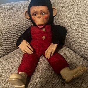 Vintage Rubber Face Monkey Red and Black